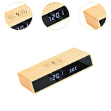 Maxbell Wooden Alarm Clock Table Decor Bedroom Bedside Desk Shelf Digital Wooden Clock