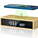 Maxbell Wooden Alarm Clock Table Decor Bedroom Bedside Desk Shelf Digital Wooden Clock