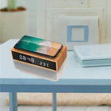 Maxbell Wooden Alarm Clock Table Decor Bedroom Bedside Desk Shelf Digital Wooden Clock