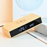 Maxbell Wooden Alarm Clock Table Decor Bedroom Bedside Desk Shelf Digital Wooden Clock