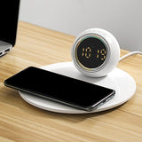 Maxbell Desk Clock Wireless Charging Living Room Hall Office LED Digital Alarm Clock White
