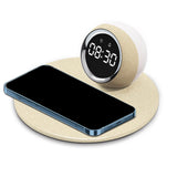 Maxbell Desk Clock Wireless Charging Living Room Hall Office LED Digital Alarm Clock Beige