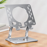 Maxbell Tablet Stand Holder Nonslip Base Desktop Stand Riser Personal Computer Riser Argent Round Hole