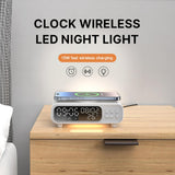 Maxbell Cordless Charger 15W 12/24H Multipurpose Alarm Clock for Adults Bedside Desk