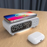 Maxbell Cordless Charger 15W 12/24H Multipurpose Alarm Clock for Adults Bedside Desk