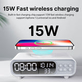 Maxbell Cordless Charger 15W 12/24H Multipurpose Alarm Clock for Adults Bedside Desk