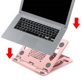 Maxbell Laptop Stand Base Folded Adjustable 8 Positions for Desk Bedroom Living Room Pink
