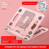 Maxbell Laptop Stand Base Folded Adjustable 8 Positions for Desk Bedroom Living Room Pink