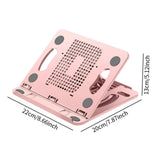 Maxbell Laptop Stand Base Folded Adjustable 8 Positions for Desk Bedroom Living Room Pink