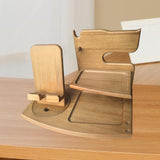 Maxbell Wood Phone Docking Station Travel Wooden Bedside Watch Stand for Dad Men Him