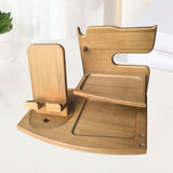 Maxbell Wood Phone Docking Station Travel Wooden Bedside Watch Stand for Dad Men Him