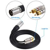 Maxbell XLR Male to 2 RCA Male Audio Cable Convenient Y Splitter Cable for Mixer Mic
