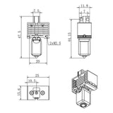 Maxbell 3D Printer Bimetal Throat Easy to Install Sturdy Heating Block Kit for x1/P1