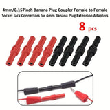 Maxbell 8 Pieces 4mm Banana Plug Coupler Insulated for Banana Plug Extension Adapter