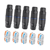 Maxbell 5 Pieces Junction Boxes Electrical Power Cord Box Cable Connectors for Black 2 pin