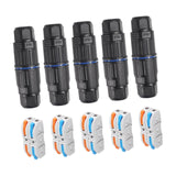 Maxbell 5 Pieces Junction Boxes Electrical Power Cord Box Cable Connectors for Black 2 pin