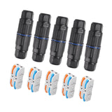 Maxbell 5 Pieces Junction Boxes Electrical Power Cord Box Cable Connectors for Black 2 pin