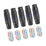 Maxbell 5 Pieces Junction Boxes Electrical Power Cord Box Cable Connectors for Black 3 pin