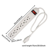 Maxbell 6 Outlet Power Strip US Plug Compact Accessories for Commercial Dorm Desktop 75cm Cord
