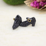 Maxbell Glittery Buckle Starp Shoes High Heel for 12'' Blythe Dolls Clothes Black - Aladdin Shoppers