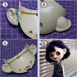 Maxbell 12" Doll Faceplate Backplate Head Elves Pointed Ears Set for RBL Neo Blythe