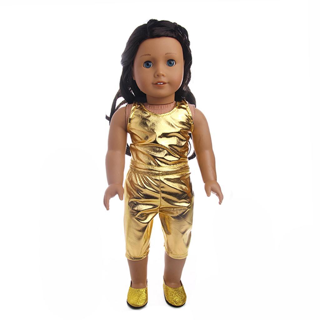 Maxbell Maxbell Doll Cothes New Cool Light Leather Outfit for 18"  Doll golden