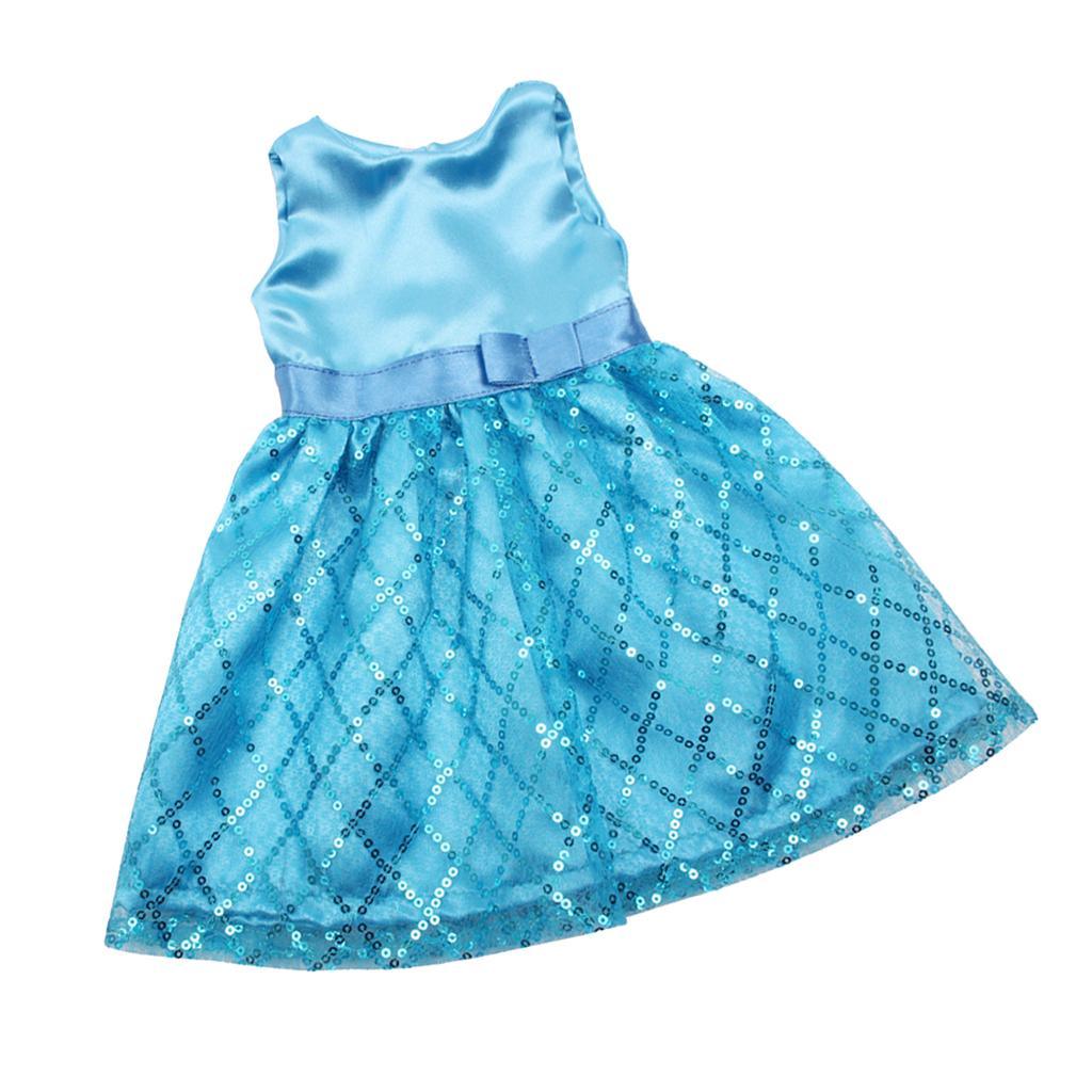 Maxbell Maxbell Sequin Sleeveless Dress Skirt Outfit for 18'' Doll Blue