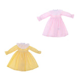 Maxbell Handmade Cute Doll Costume Long Sleeve Dress for 1/6 BJD Blythe Dolls Yellow - Aladdin Shoppers