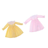 Maxbell Handmade Cute Doll Costume Long Sleeve Dress for 1/6 BJD Blythe Dolls Yellow - Aladdin Shoppers