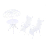 Maxbell 1/12 Dollhouse Miniature Table Chairs Set Outdoor Garden Scene Model White - Aladdin Shoppers