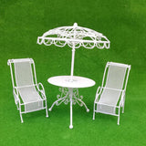 Maxbell 1/12 Dollhouse Miniature Table Chairs Set Outdoor Garden Scene Model White - Aladdin Shoppers