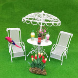 Maxbell 1/12 Dollhouse Miniature Table Chairs Set Outdoor Garden Scene Model White - Aladdin Shoppers