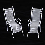 Maxbell Maxbell 1/12 Dollhouse Miniature Table Chairs Set Outdoor Garden Scene Model White