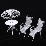 Maxbell 1/12 Dollhouse Miniature Table Chairs Set Outdoor Garden Scene Model White - Aladdin Shoppers