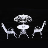 Maxbell 1/12 Dollhouse Miniature Table Chairs Set Outdoor Garden Scene Model White - Aladdin Shoppers