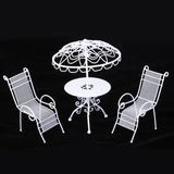 Maxbell 1/12 Dollhouse Miniature Table Chairs Set Outdoor Garden Scene Model White - Aladdin Shoppers