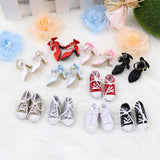 8xFashion Doll Pointed Toe Shoes Block High Heels for 1/6 Blythe Dolls Pink