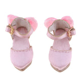 8xFashion Doll Pointed Toe Shoes Block High Heels for 1/6 Blythe Dolls Pink