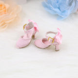 8xFashion Doll Pointed Toe Shoes Block High Heels for 1/6 Blythe Dolls Pink