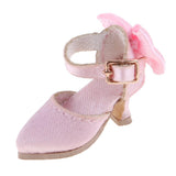 8xFashion Doll Pointed Toe Shoes Block High Heels for 1/6 Blythe Dolls Pink