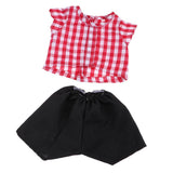 Maxbell Fashion Doll Clothes Outfit Set Casual Checked Shirt Tops Short Pants Red - Aladdin Shoppers