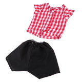 Maxbell Fashion Doll Clothes Outfit Set Casual Checked Shirt Tops Short Pants Red - Aladdin Shoppers