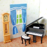 Maxbell Handmade Lovely Style Satin Silk Long Curtain for 1/12 Dollhouse Blue - Aladdin Shoppers