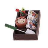 Maxbell 1/12 Dollhouse Miniature Horticulture Gardening Box Kit And Metal Cart Model