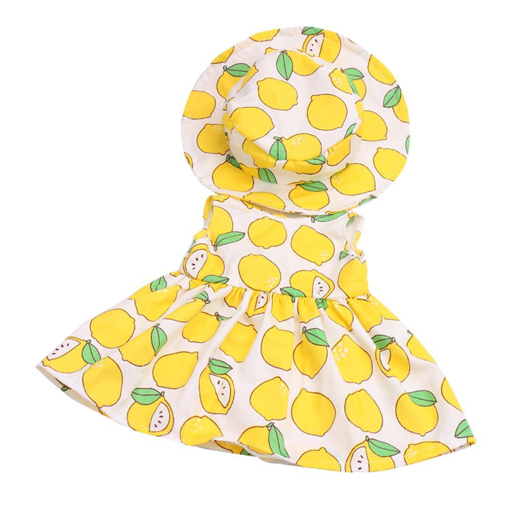 Maxbell Maxbell Cute Short Skirt & Round Hat Set Accs for 18inch American Doll Lemon
