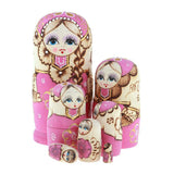 Maxbell 7PCS Beautifully Handmade Wooden Russia Nesting Wishing Doll Matryoshka Pink - Aladdin Shoppers