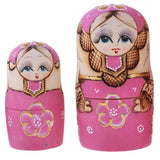 Maxbell 7PCS Beautifully Handmade Wooden Russia Nesting Wishing Doll Matryoshka Pink - Aladdin Shoppers
