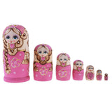 Maxbell 7PCS Beautifully Handmade Wooden Russia Nesting Wishing Doll Matryoshka Pink - Aladdin Shoppers