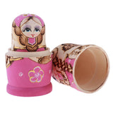 Maxbell 7PCS Beautifully Handmade Wooden Russia Nesting Wishing Doll Matryoshka Pink - Aladdin Shoppers