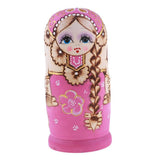 Maxbell 7PCS Beautifully Handmade Wooden Russia Nesting Wishing Doll Matryoshka Pink - Aladdin Shoppers